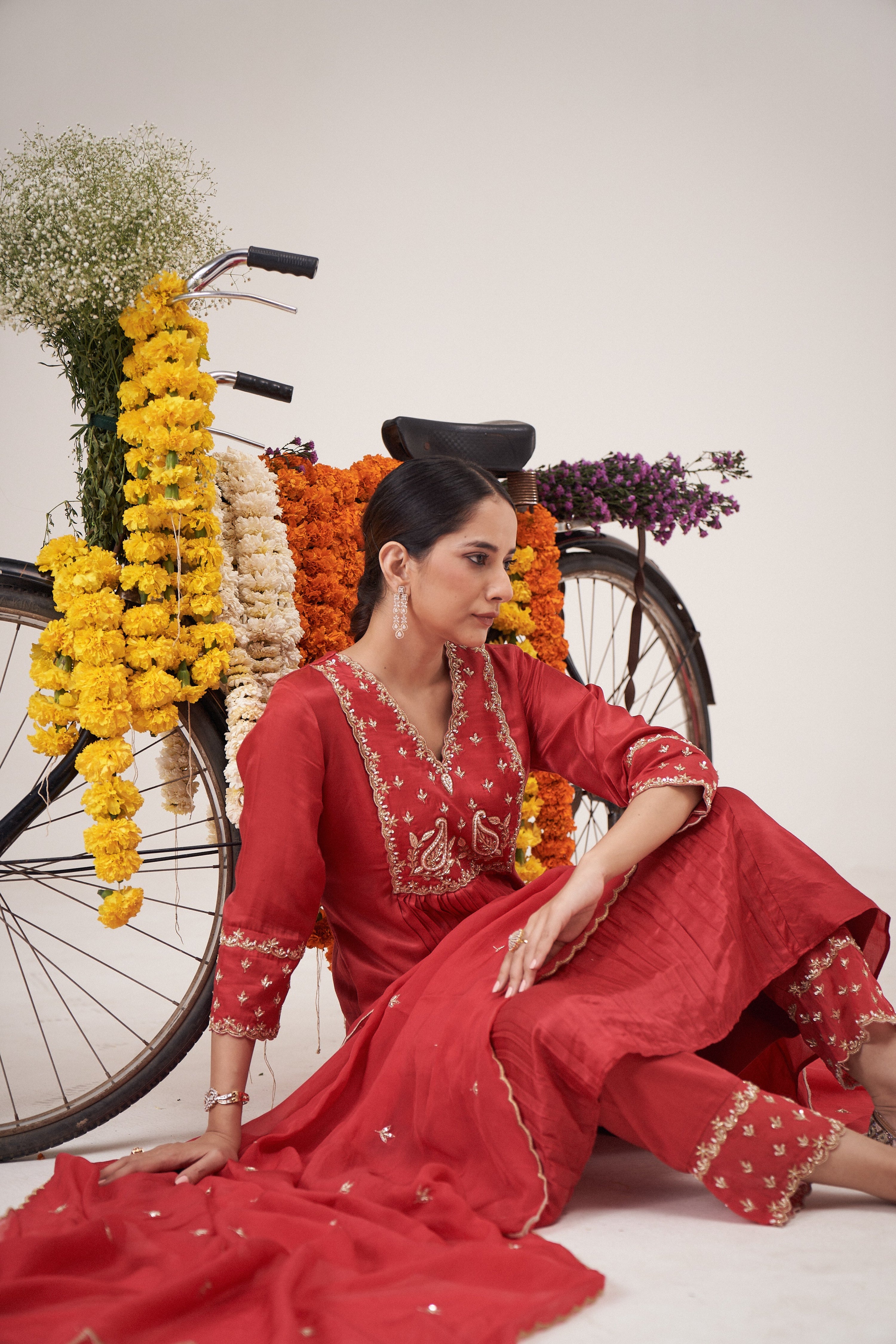 Aneri Kesariya Kurta Pant Set