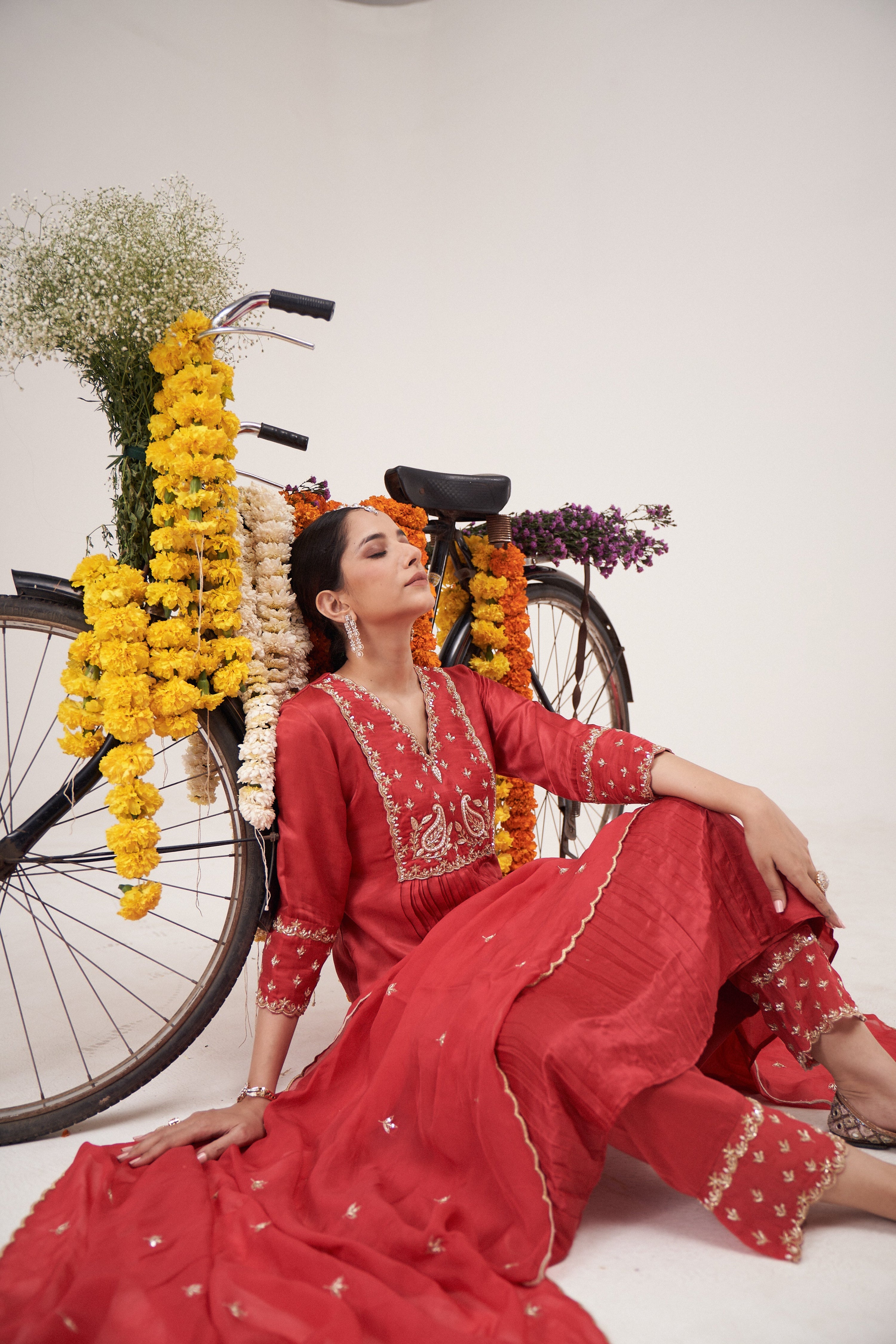 Aneri Kesariya Kurta Pant Set