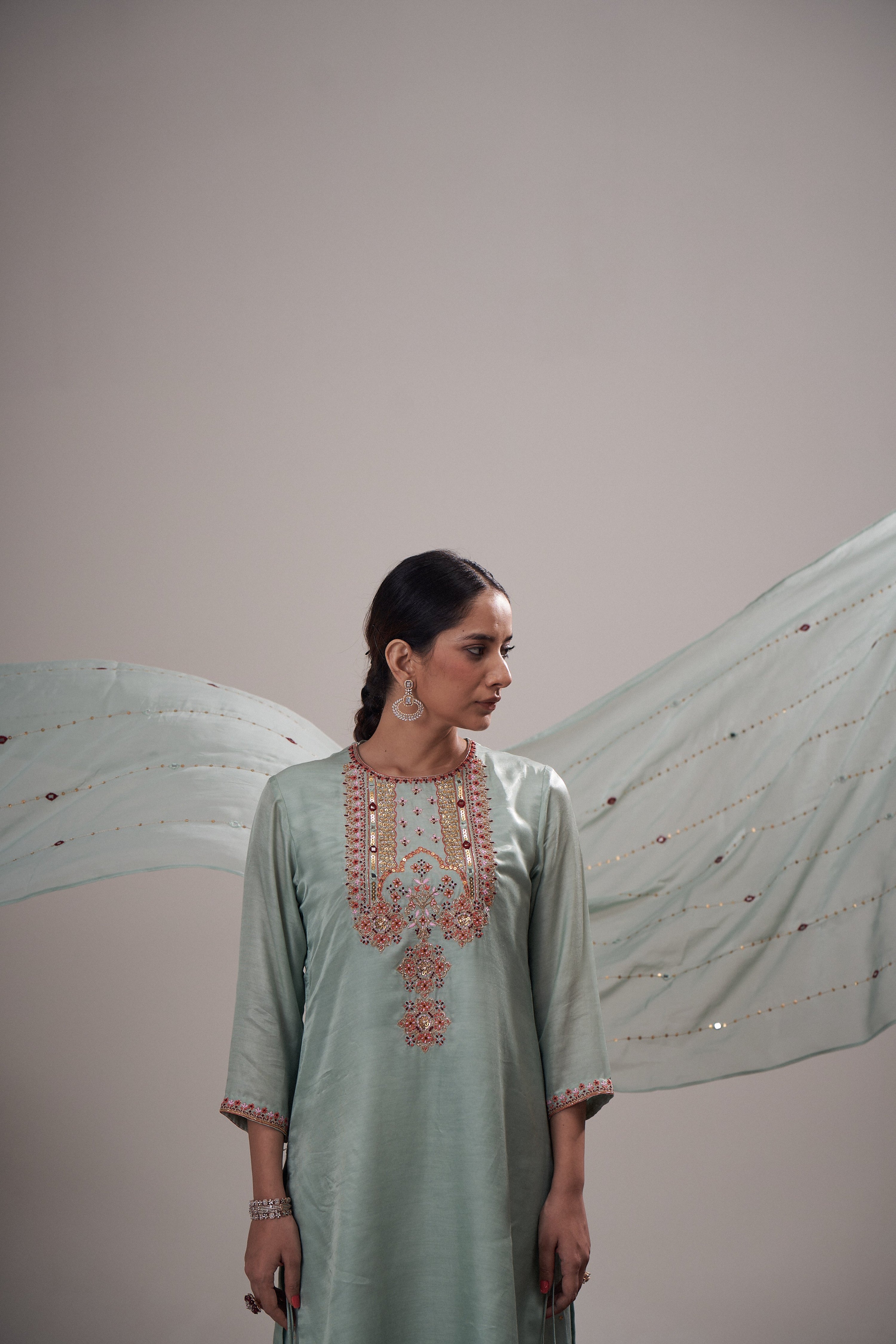 Safarnama Seagreen Kurta Sharara Set