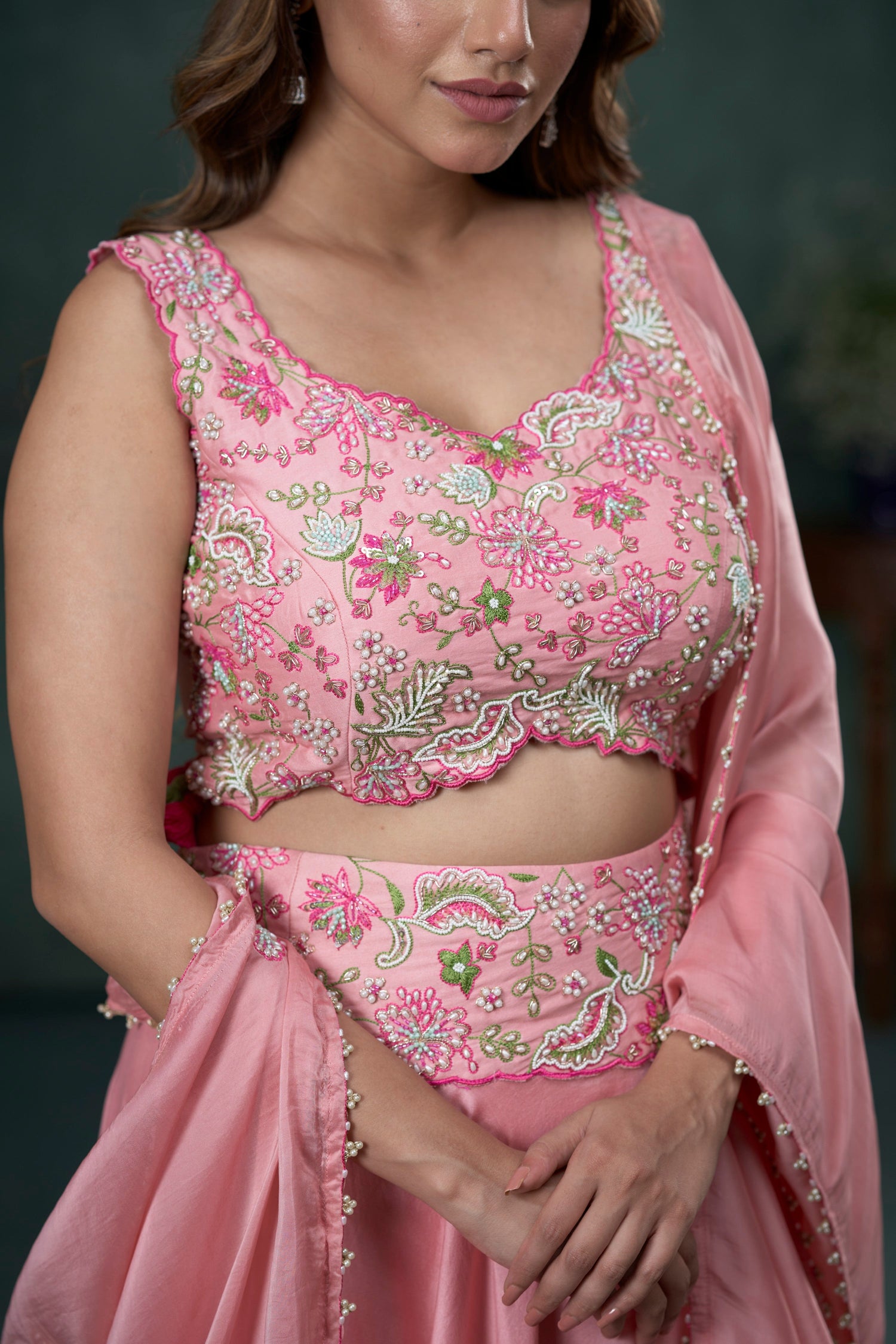 Misty rose Ghagra