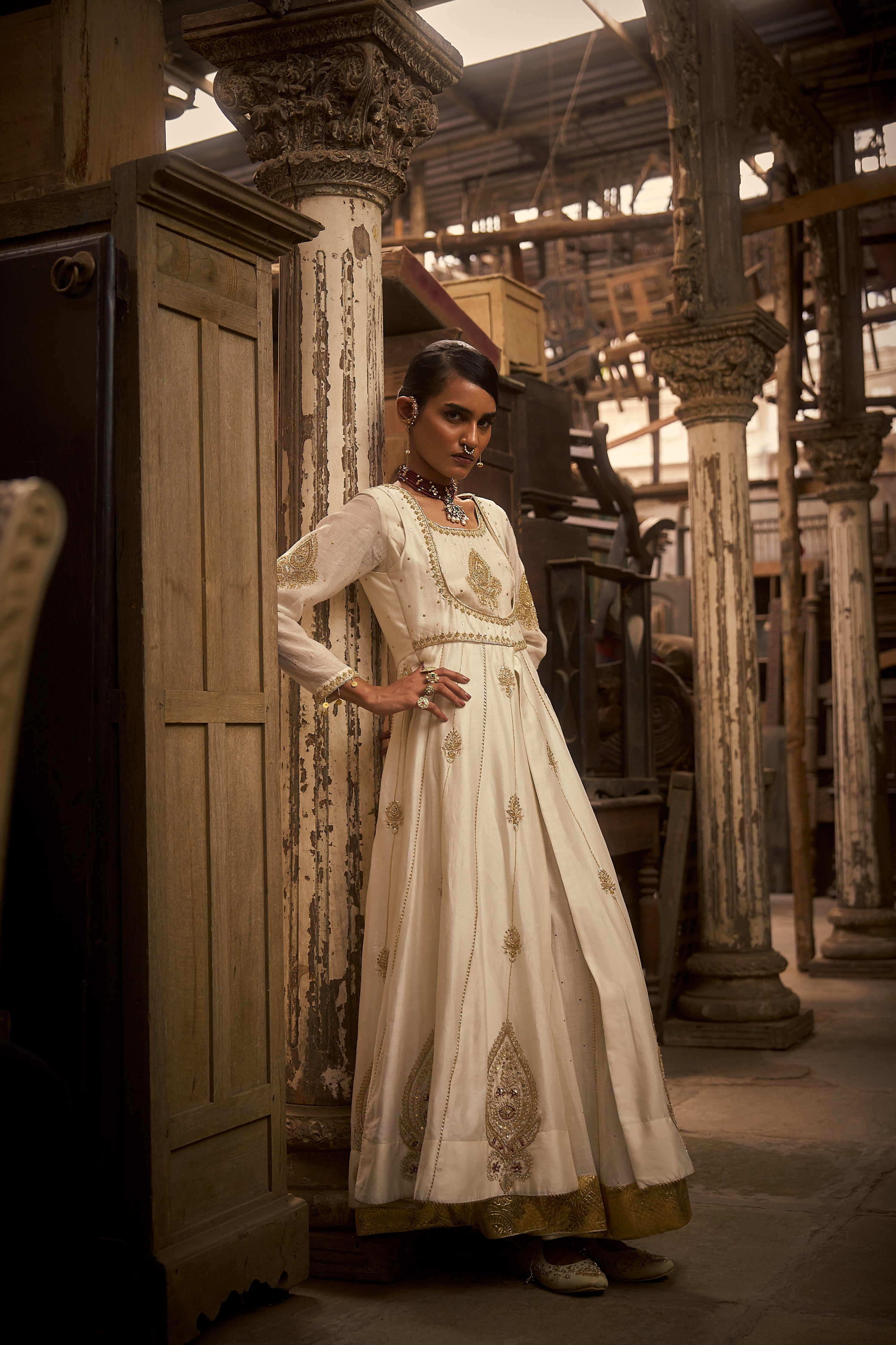 Ivory Anarkali Jacket