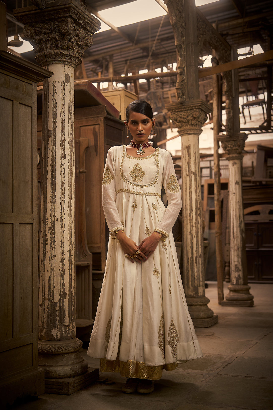 Ivory Anarkali Jacket