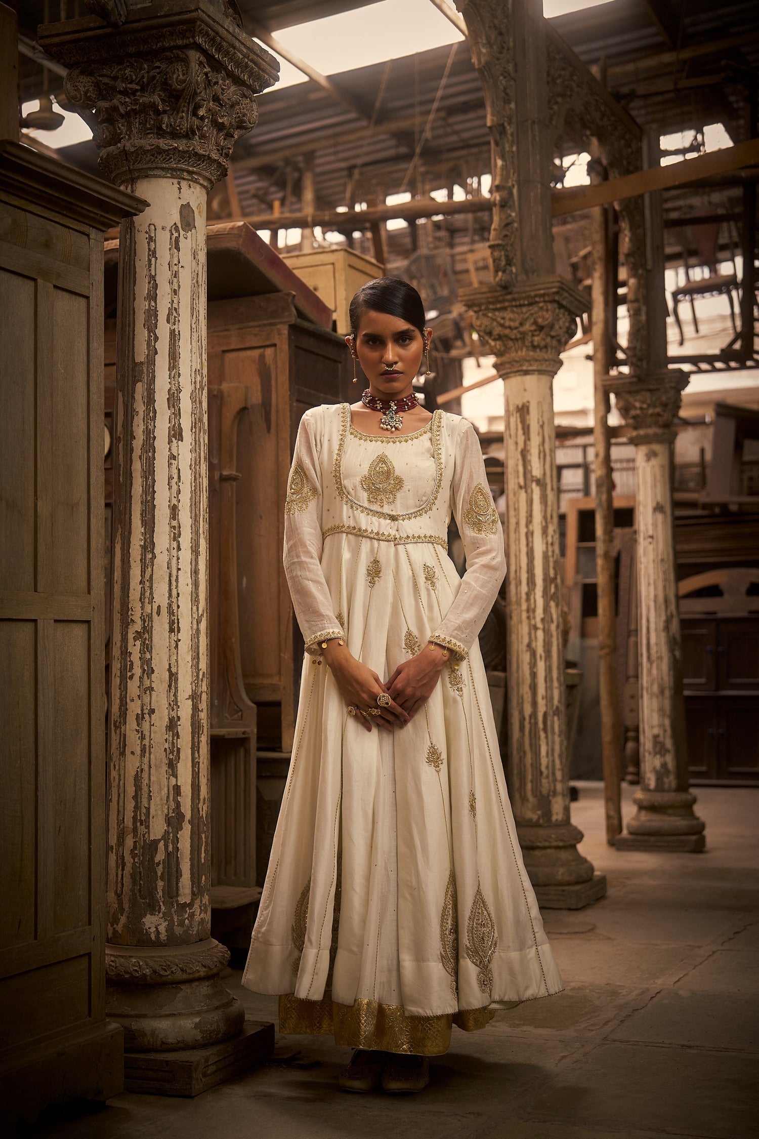 Ivory Anarkali Jacket