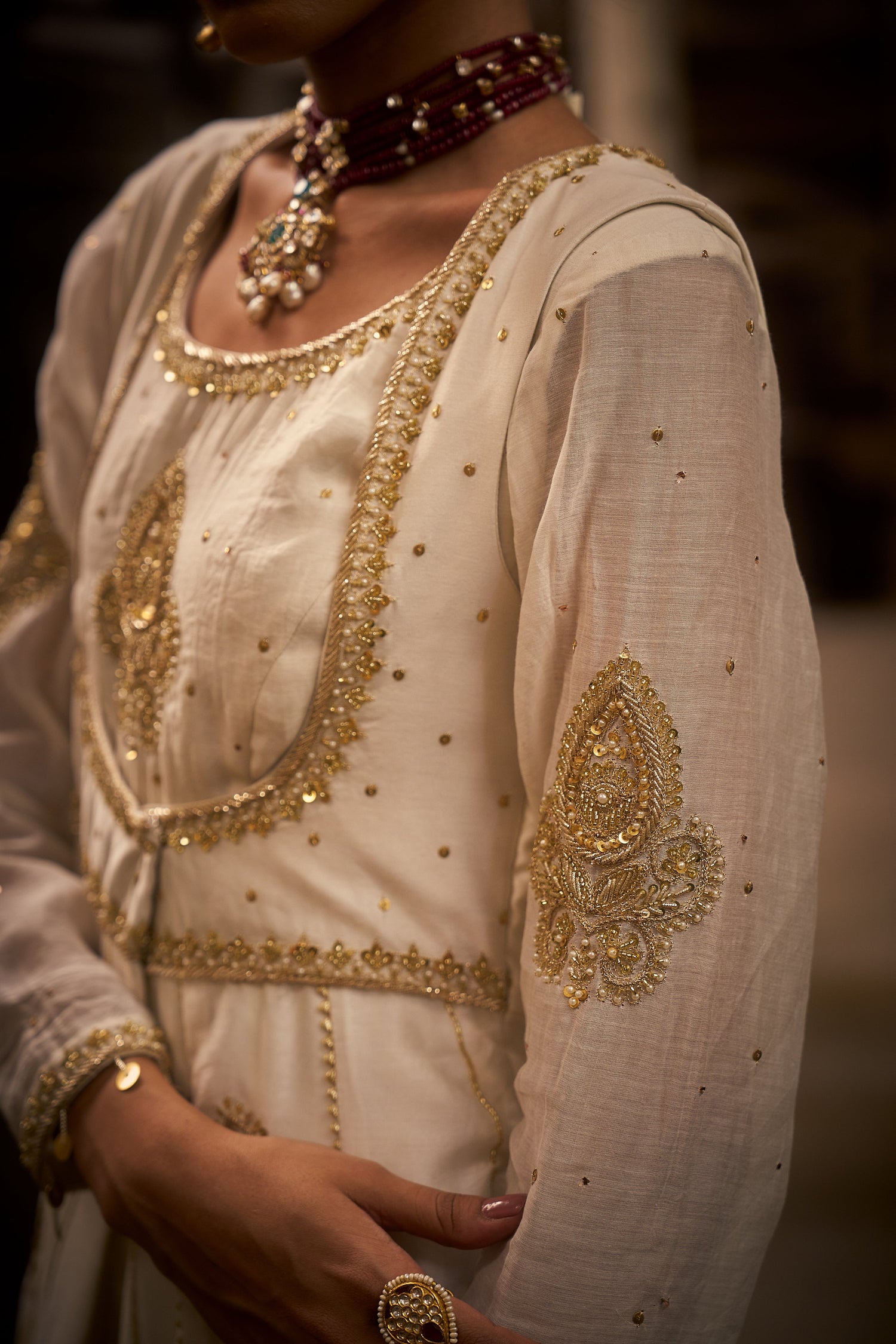 Ivory Anarkali Jacket