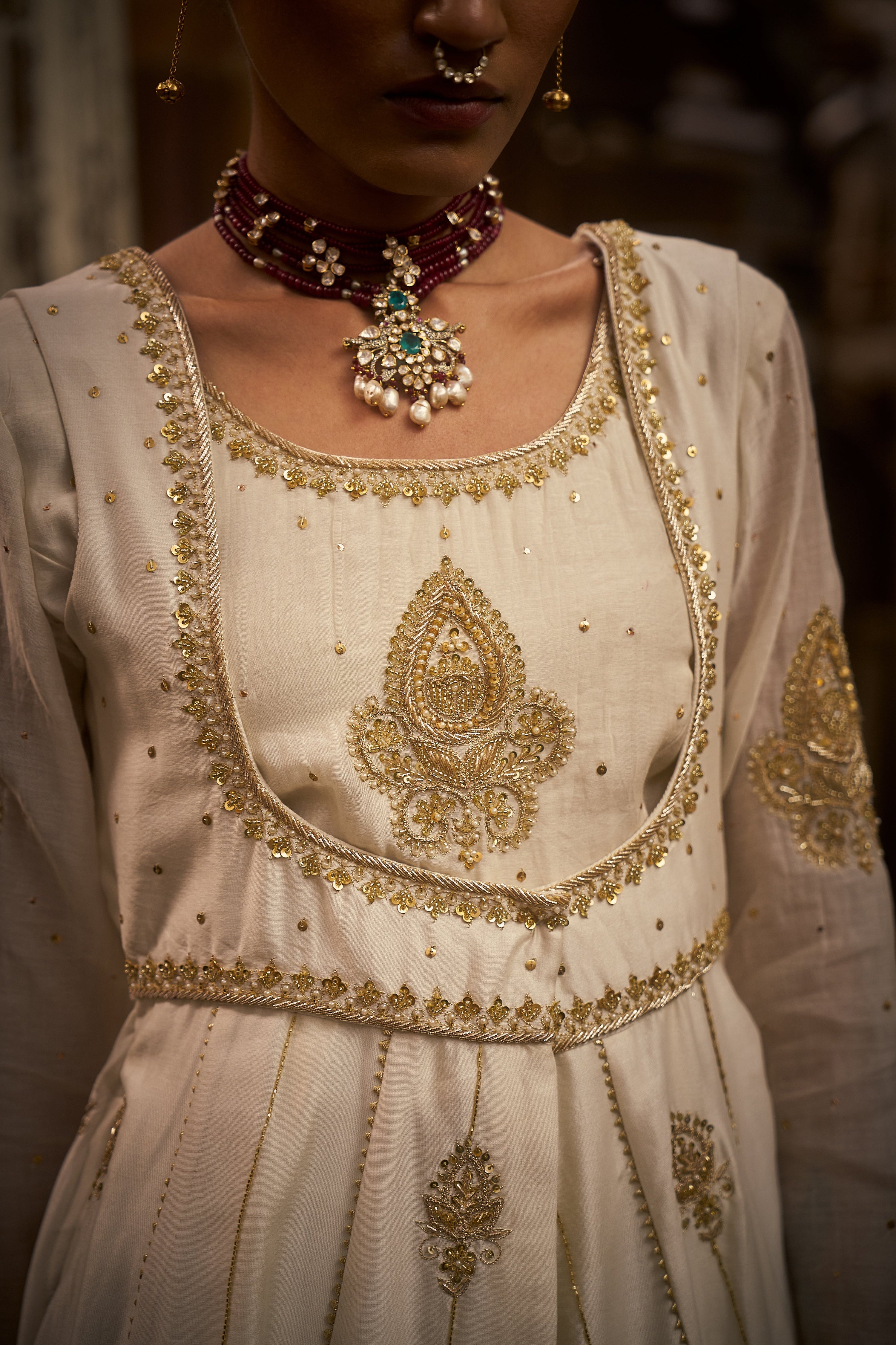 Ivory Anarkali Jacket