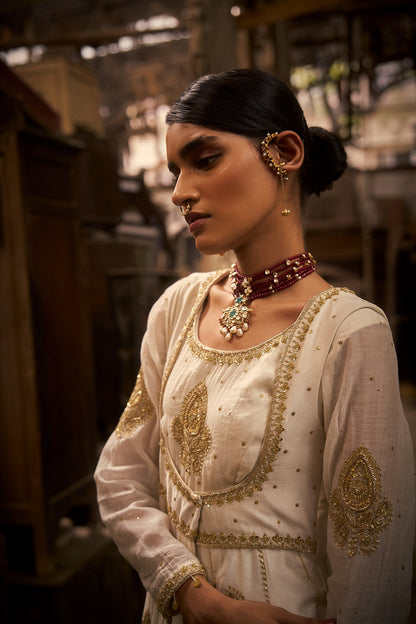 Ivory Anarkali Jacket
