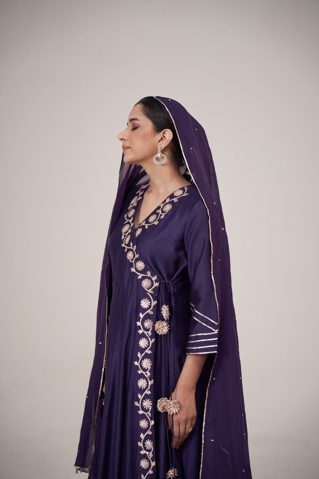 Sunaina purple Gota Anarkali