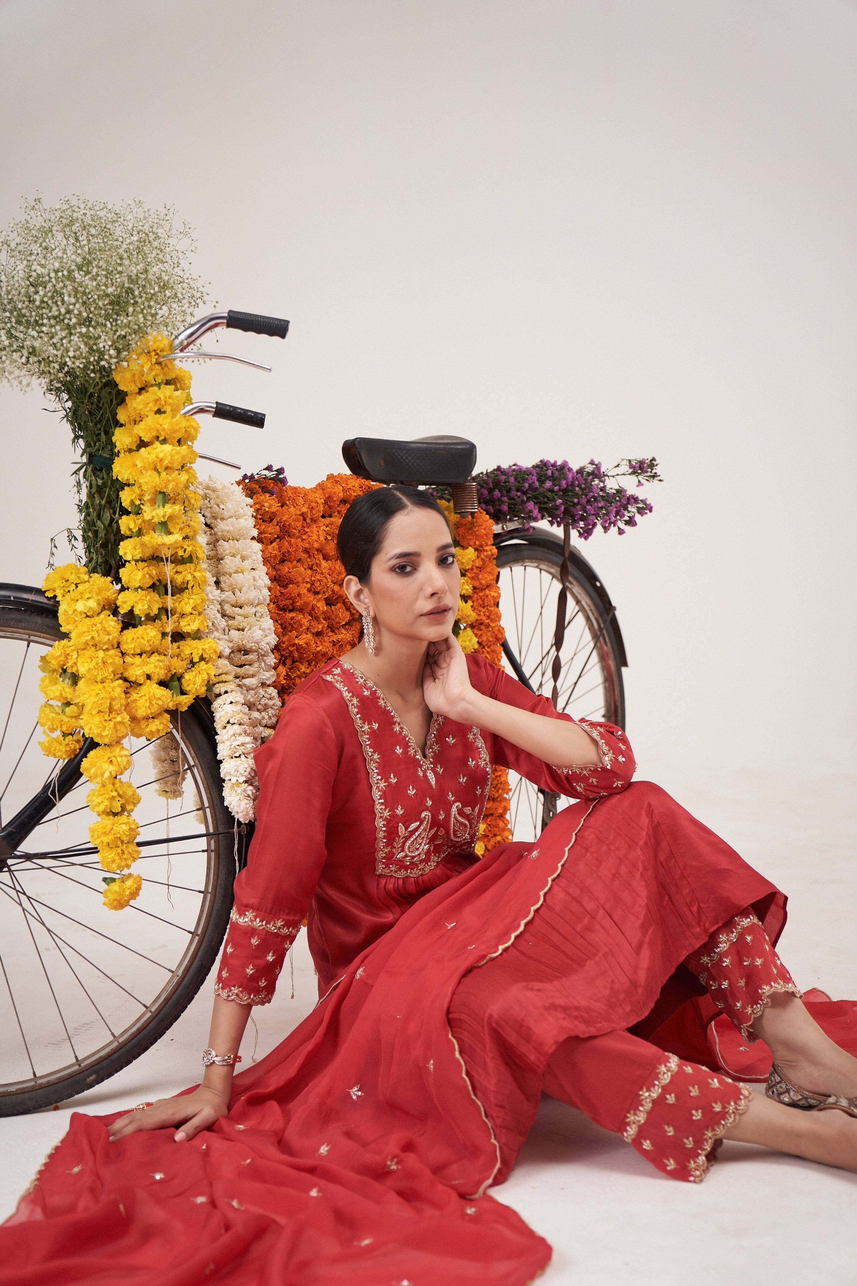 Aneri Kesariya Kurta Pant Set