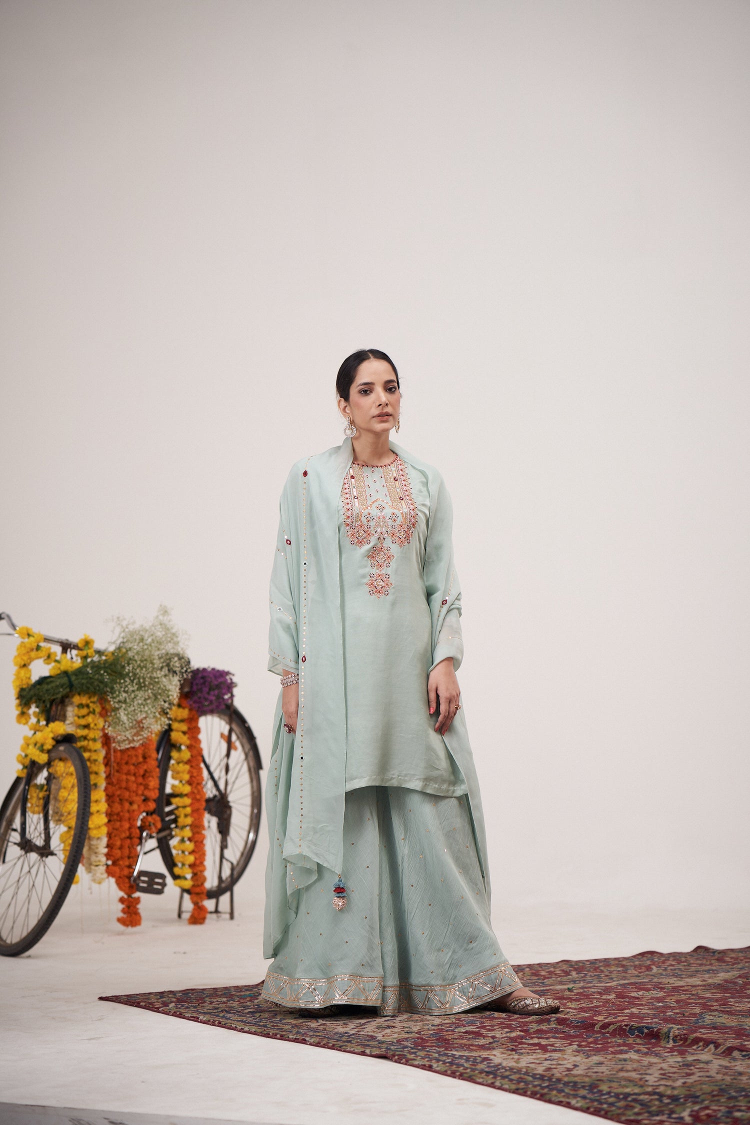 Safarnama Seagreen Kurta Sharara Set