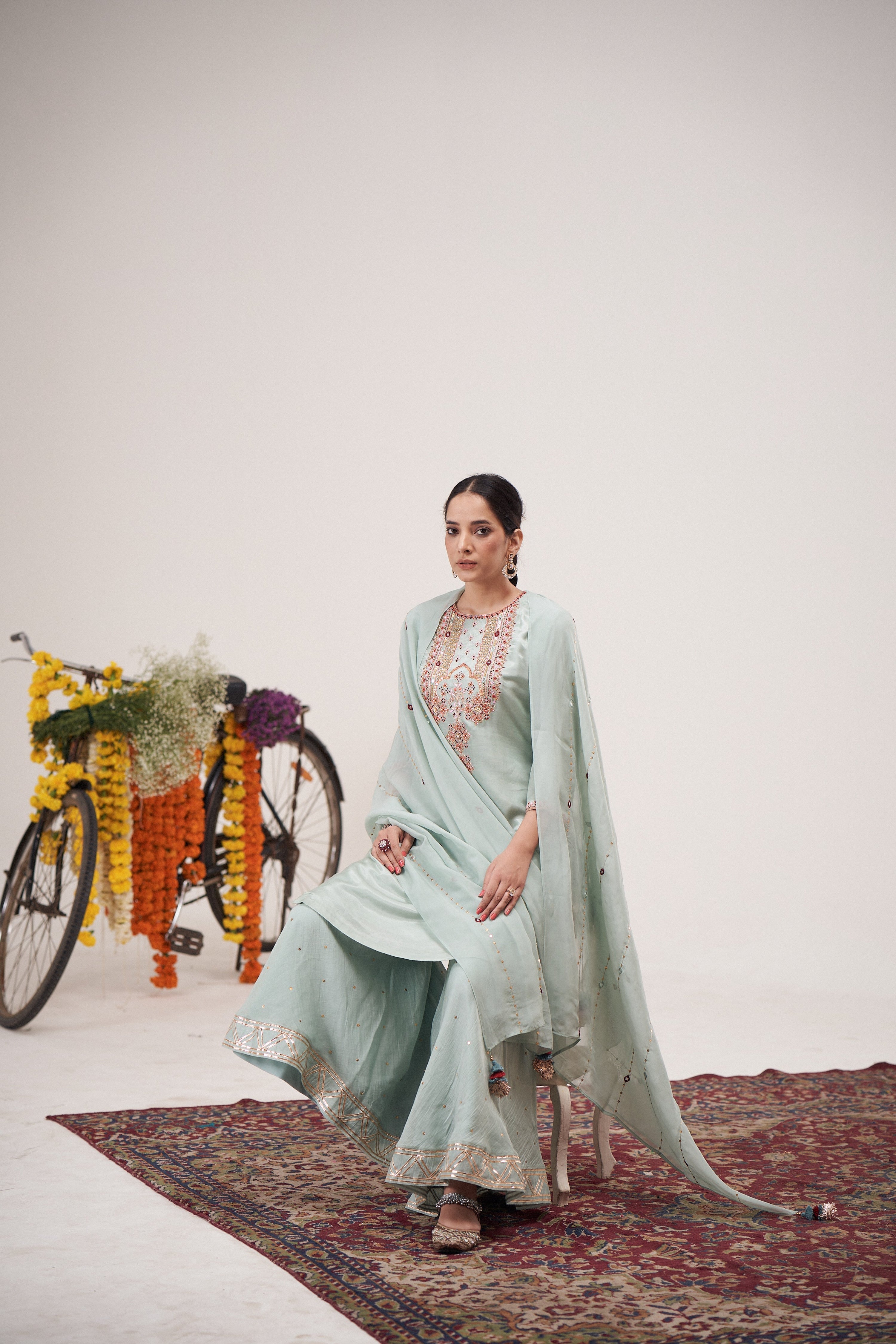 Safarnama Seagreen Kurta Sharara Set