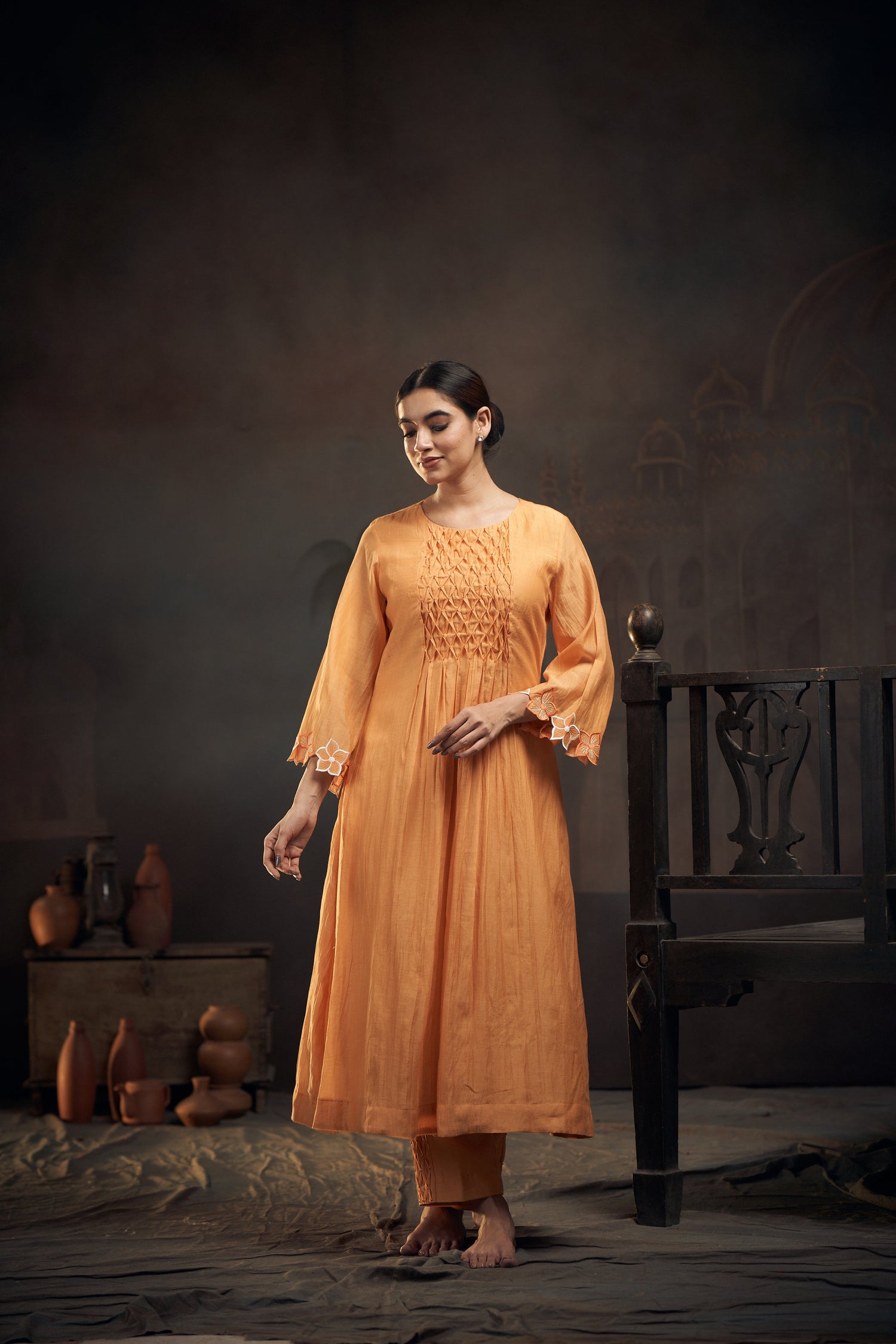 Hath-Kala Smocking kurta set